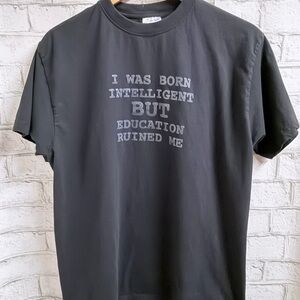 Black Graphic Short Sleeve Tee with Witty Center Print